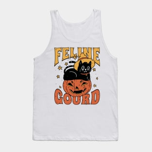 Feline Gourd Funny Halloween Pun Pumpkin Cat Tank Top